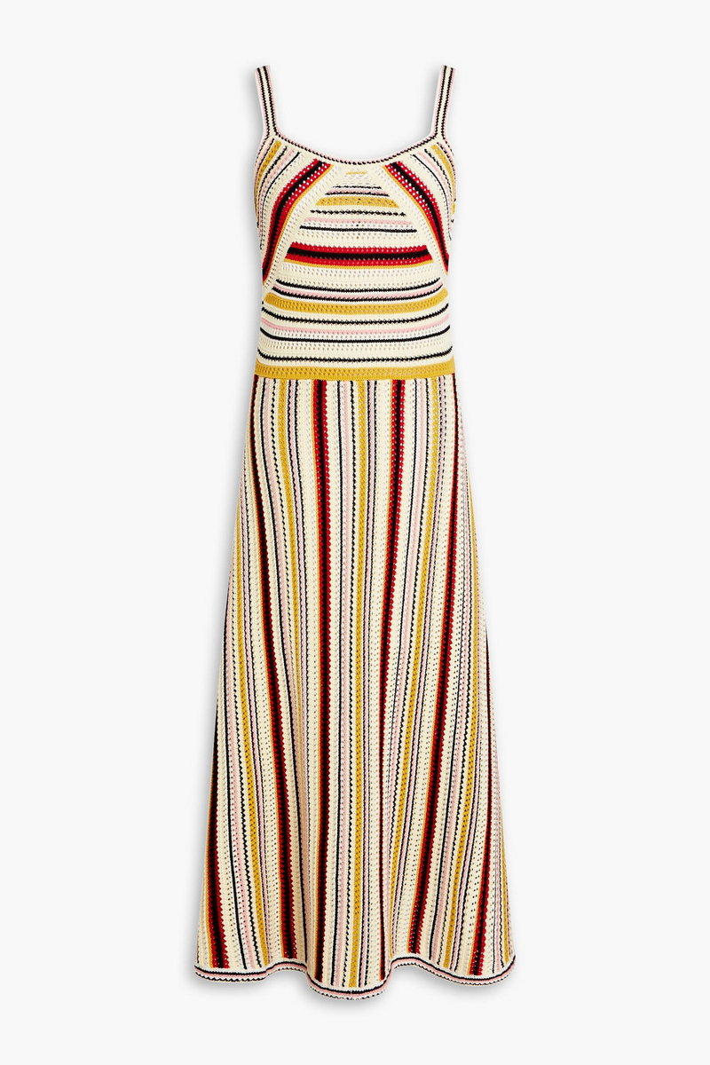 Zimmermann - Vitali striped crochet-knit cotton maxi dress - Yellow - 2