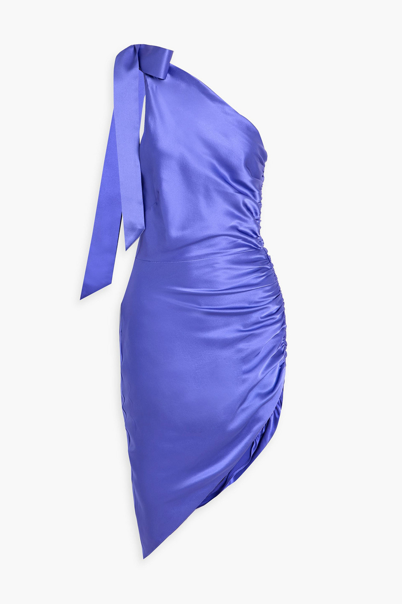 michelle mason - asymmetric one-shoulder silk-satin dress - purple - us 2