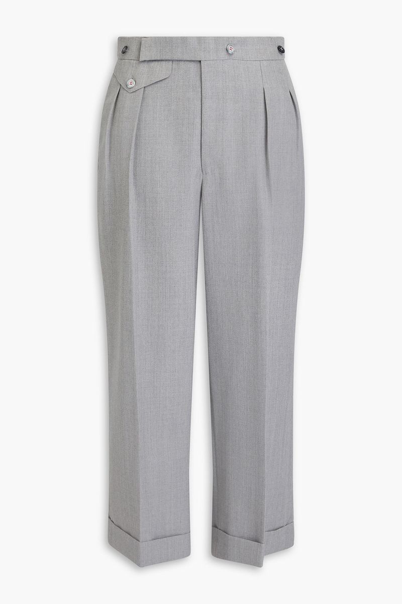 victoria beckham - cropped wool tapered pants - gray - uk 10