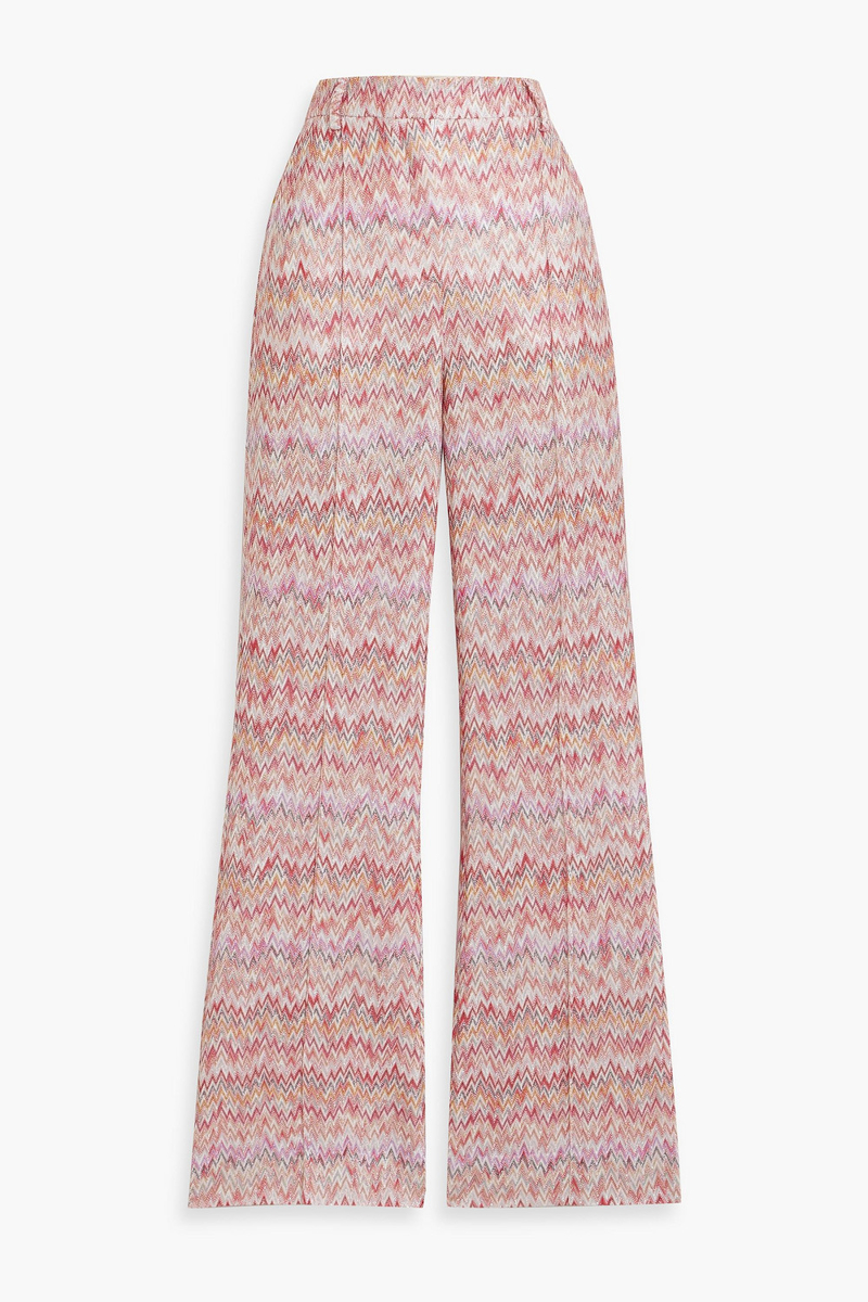 missoni - metallic crochet-knit flared pants - red - it 40