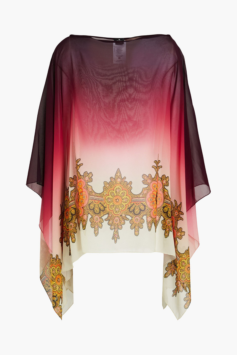 Etro - Draped printed dégradé silk-georgette top - Purple - ONESIZE