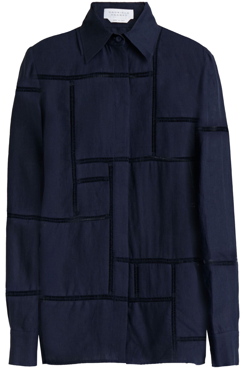 Gabriela Hearst - Taj lattice-trimmed linen shirt - Blue - IT 42