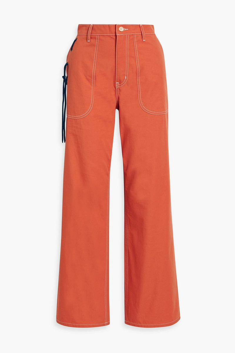 the elder statesman - silvano cotton-twill wide-leg pants - orange - 30