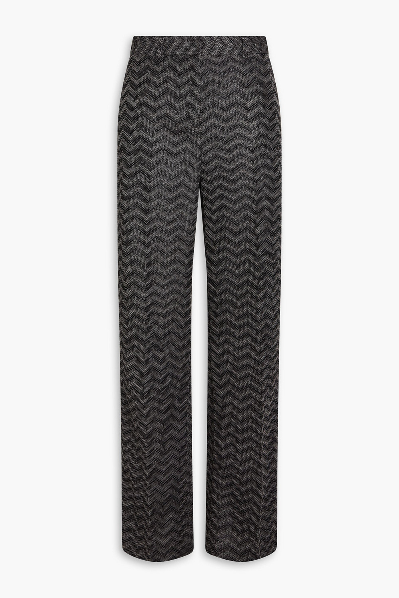 missoni - crochet-knit cotton straight-leg pants - gray - it 40