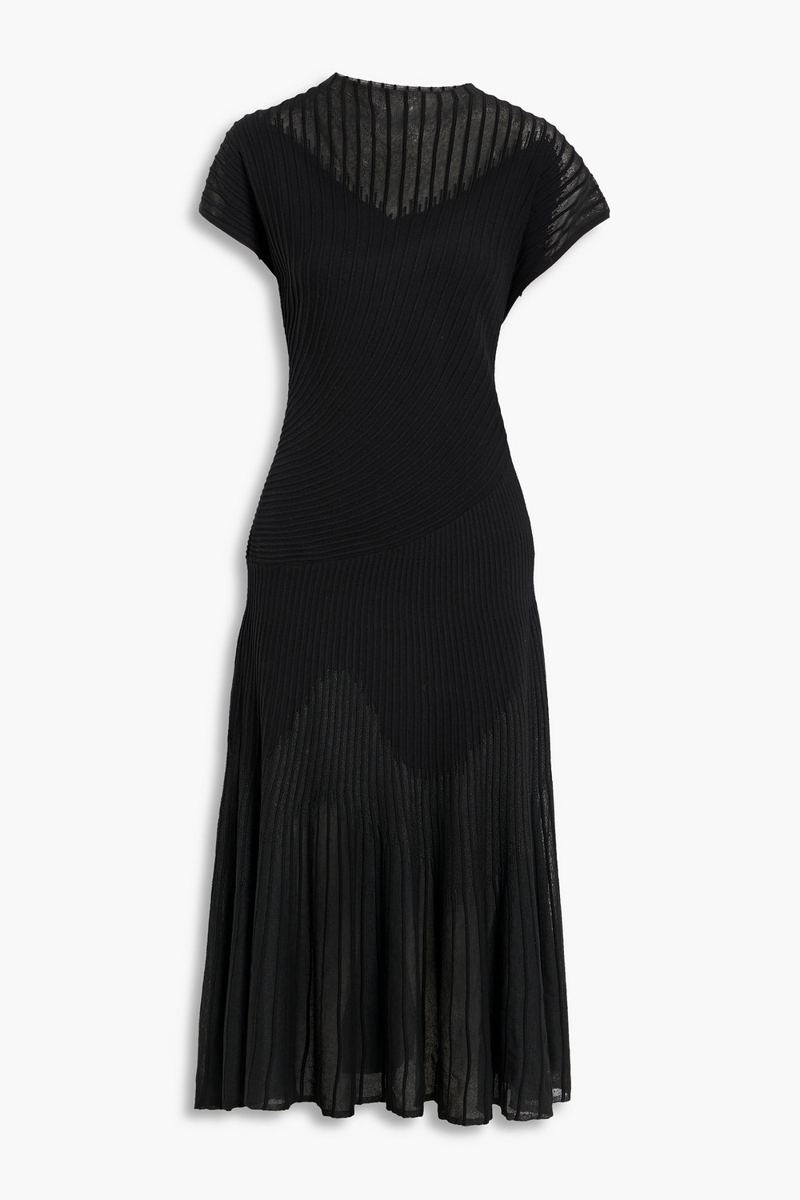 diane von furstenberg - rick ribbed jacquard-knit midi dress - black - xl