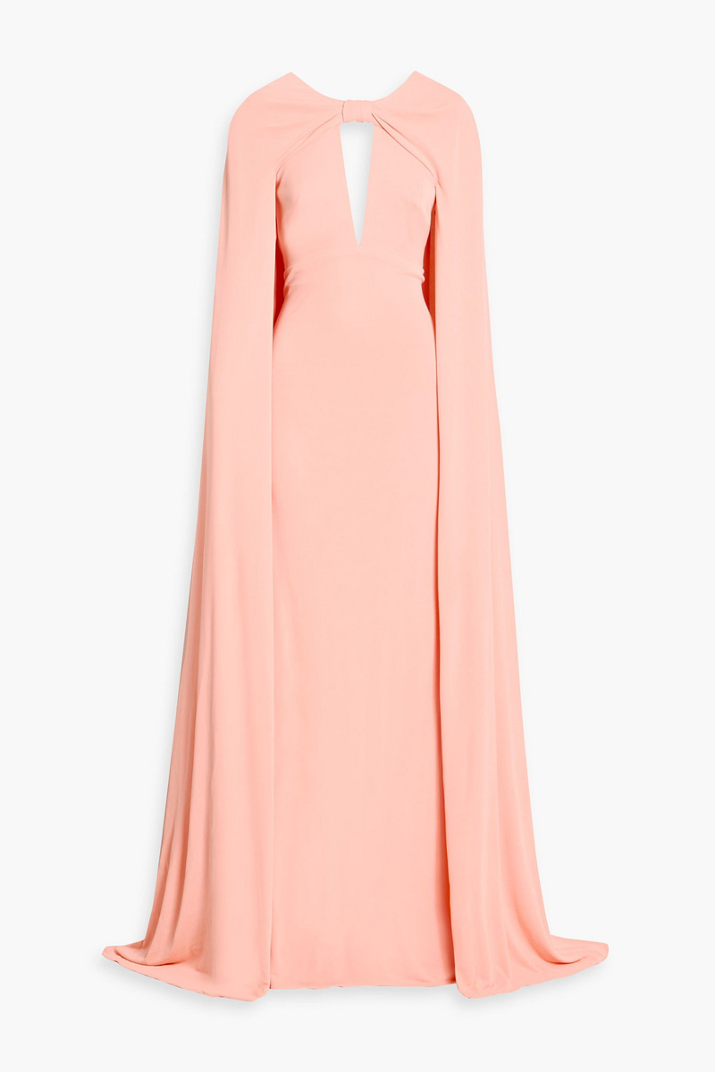monique lhuillier - cape-effect crepe gown - orange - us 4