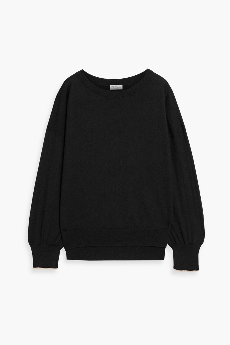 brunello cucinelli - cashmere and silk-blend sweater - black - s