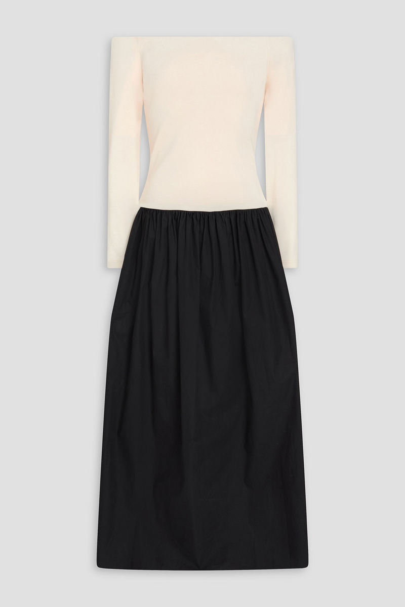 esse studios - off-the-shoulder stretch-knit and cotton-poplin maxi dress - white - uk 6