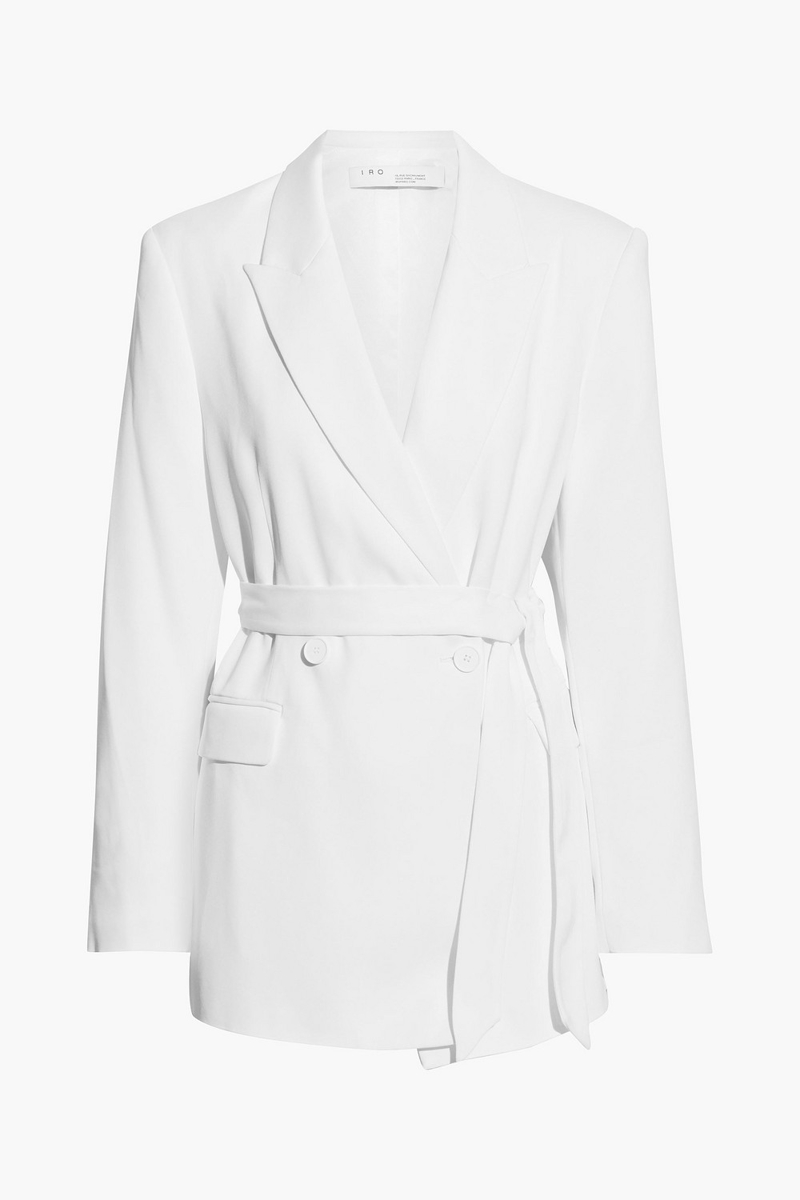 IRO - Jekke double-breasted belted crepe blazer - White - FR 40