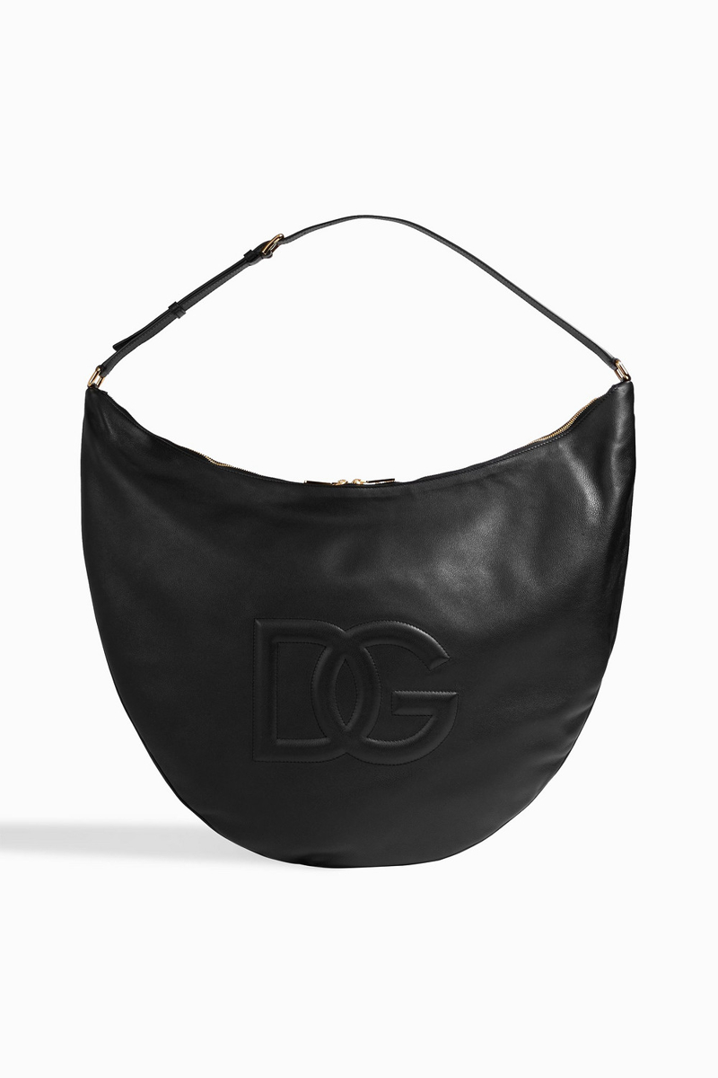 dolce&gabbana - embossed leather shoulder bag - black - onesize