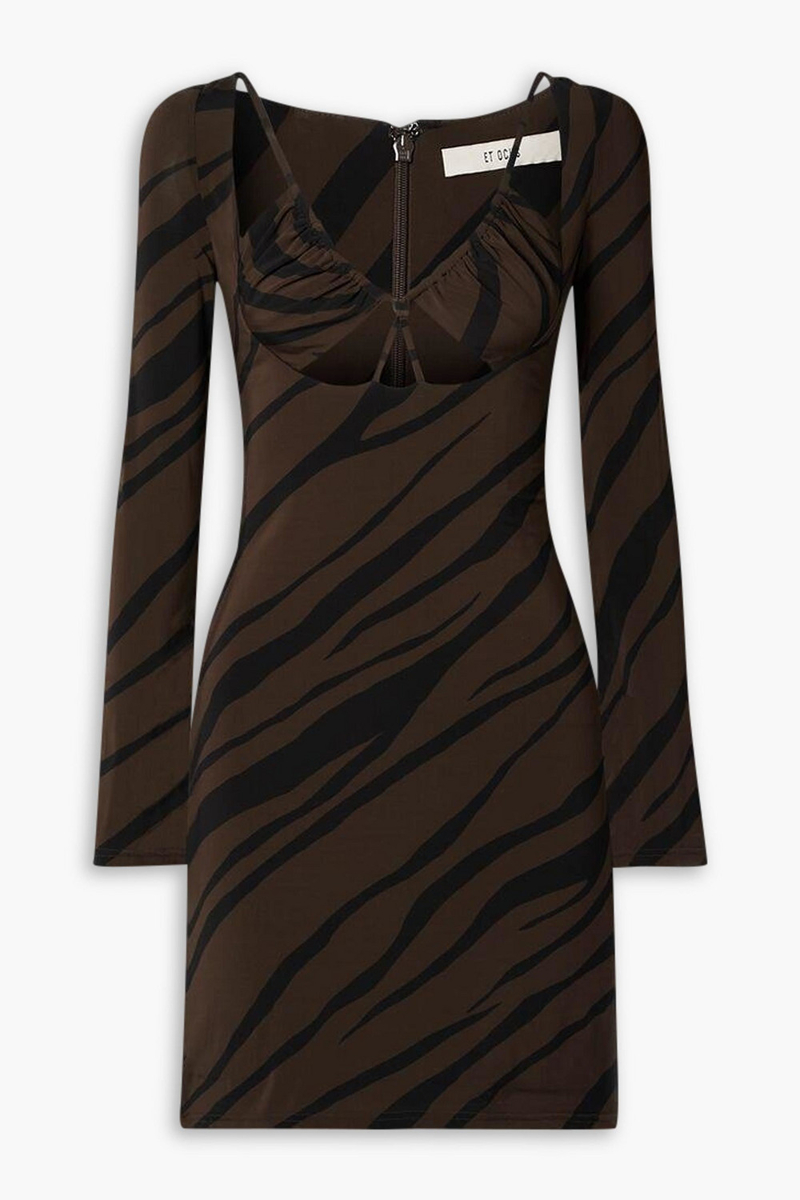 Et Ochs - Aida cutout zebra-print stretch-jersey mini dress - Brown - US 2