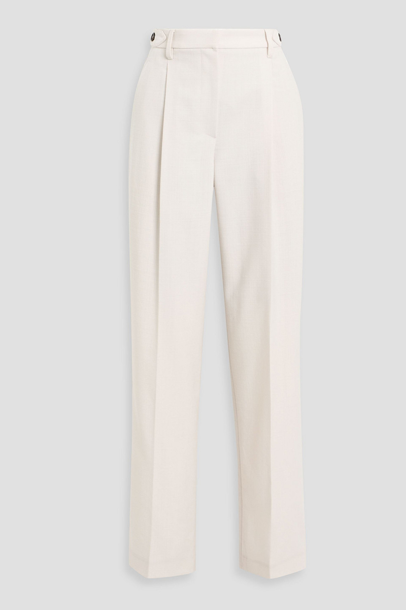 brunello cucinelli - wool-tweed straight-leg pants - white - it 38