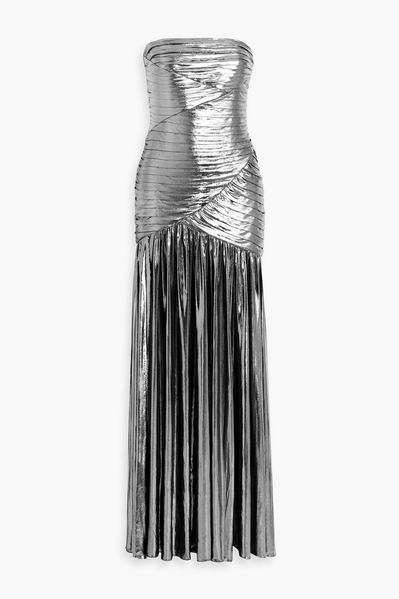 retrofête - josie strapless lamé maxi dress - metallic - l