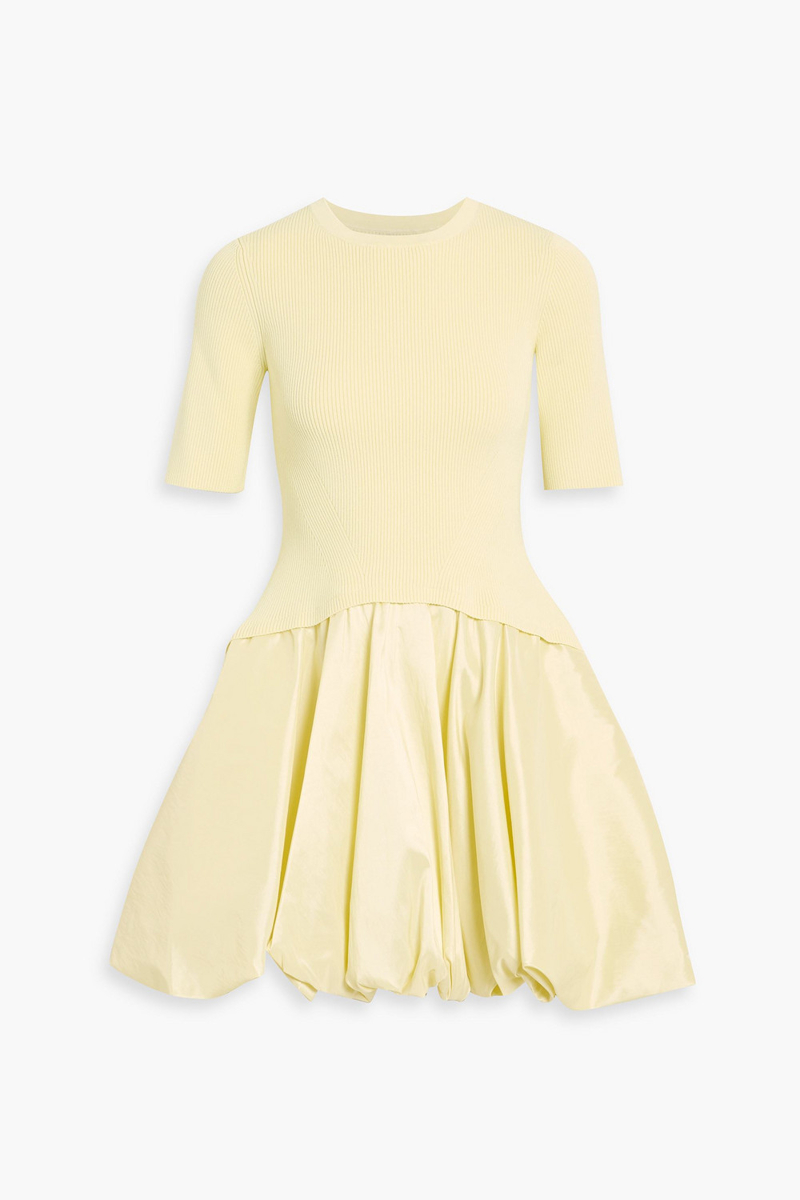 simkhai - kenny ribbed-knit and taffeta mini dress - yellow - s