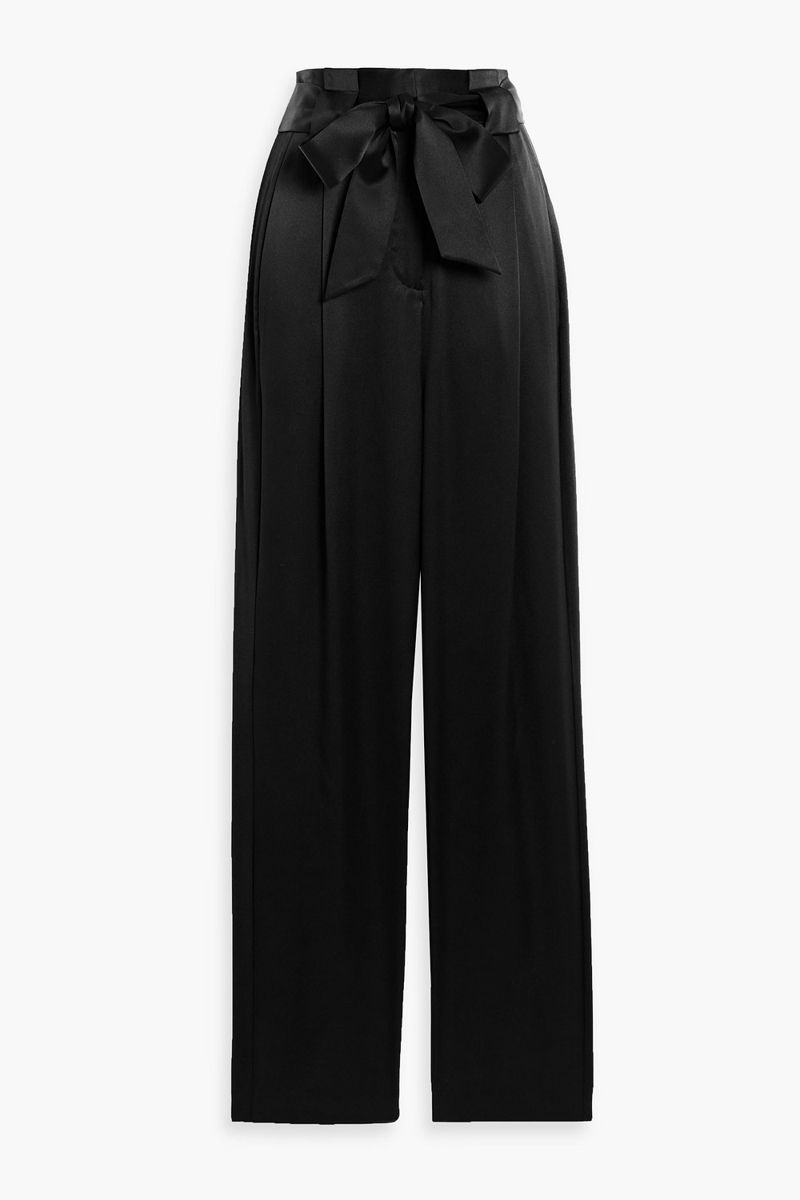 michelle mason - duchesse silk-satin tapered pants - black - us 4