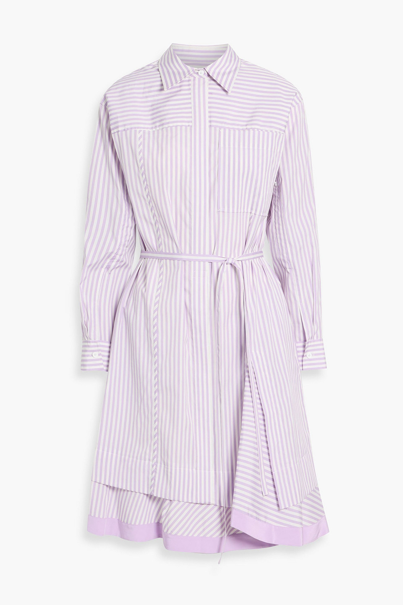 3.1 phillip lim - striped cotton and silk-blend poplin shirt dress - purple - us 4