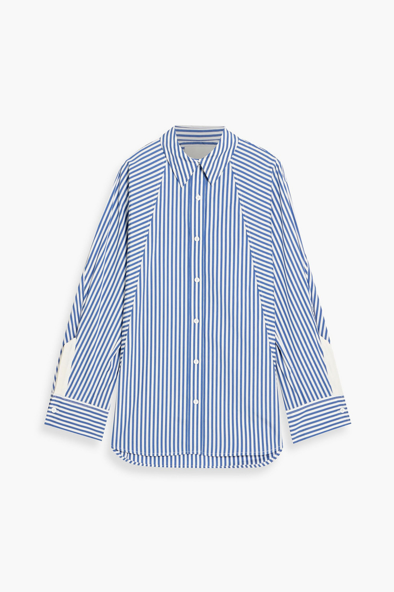 3.1 phillip lim - striped cotton and silk-blend poplin shirt - blue - xs/s