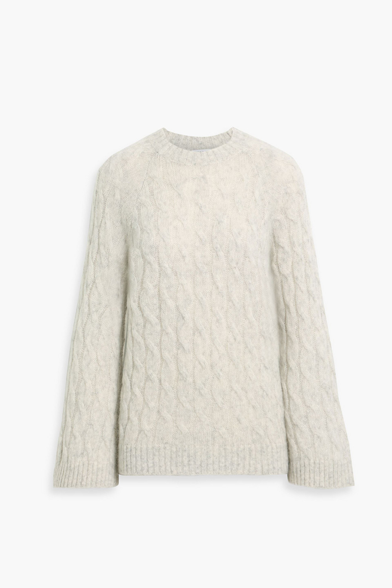 brunello cucinelli - cable-knit wool and mohair-blend sweater - gray - xxs