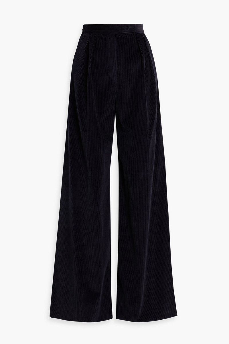 max mara - gilly cotton-corduroy wide-leg pants - blue - it 48