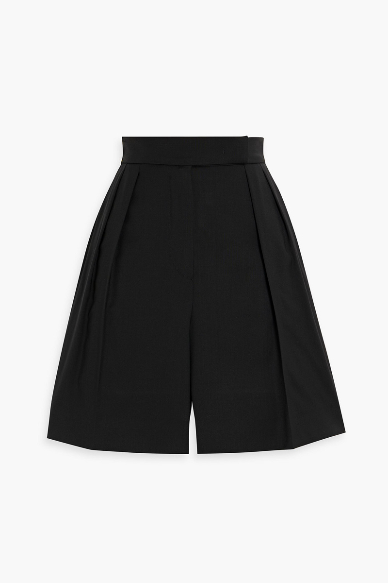 max mara - jessica pleated wool-crepe shorts - black - it 34