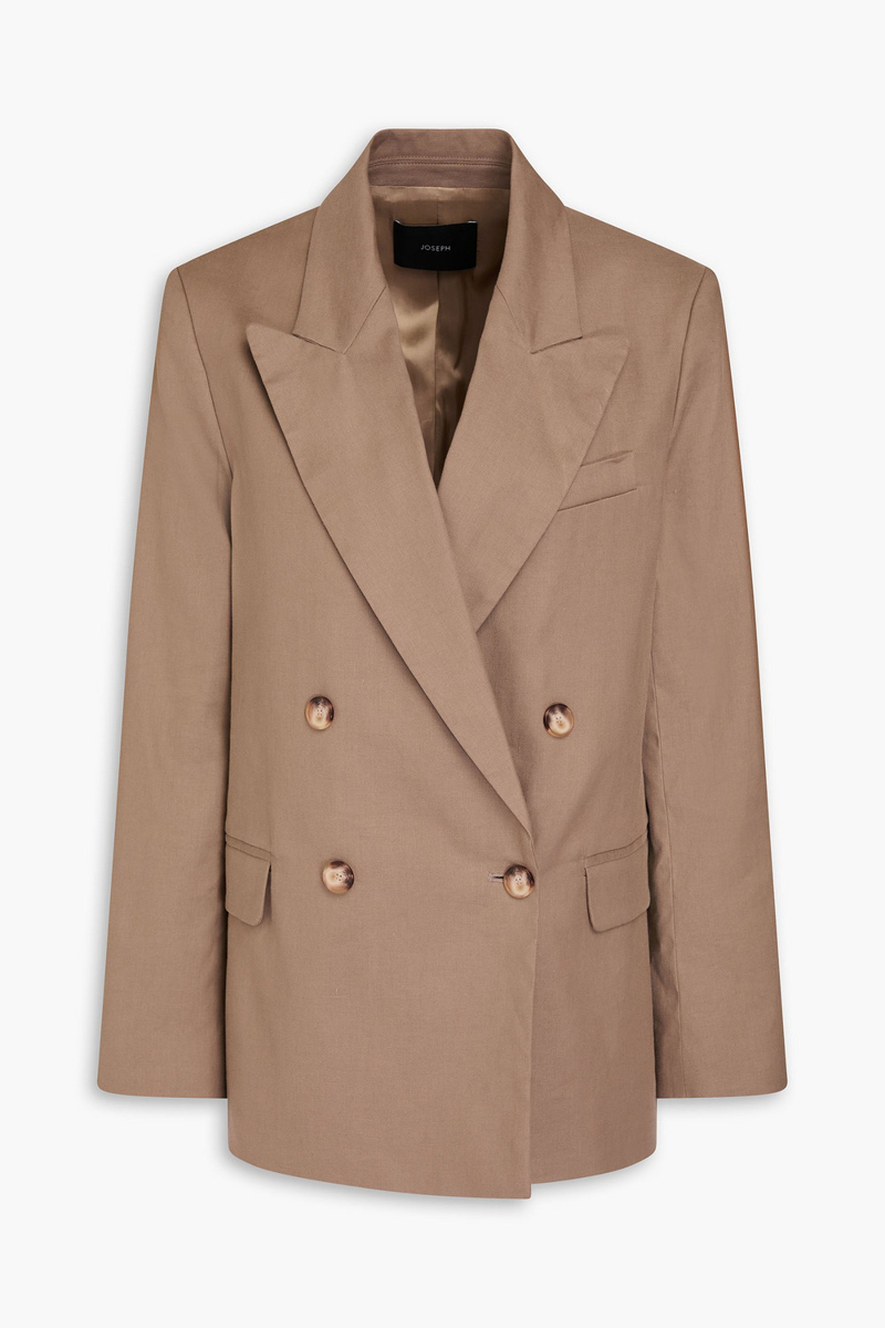 joseph - jaden double-breasted linen-blend twill blazer - neutral - fr 34