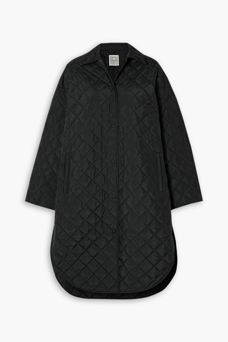 toteme - oversized quilted shell coat - black - xxs