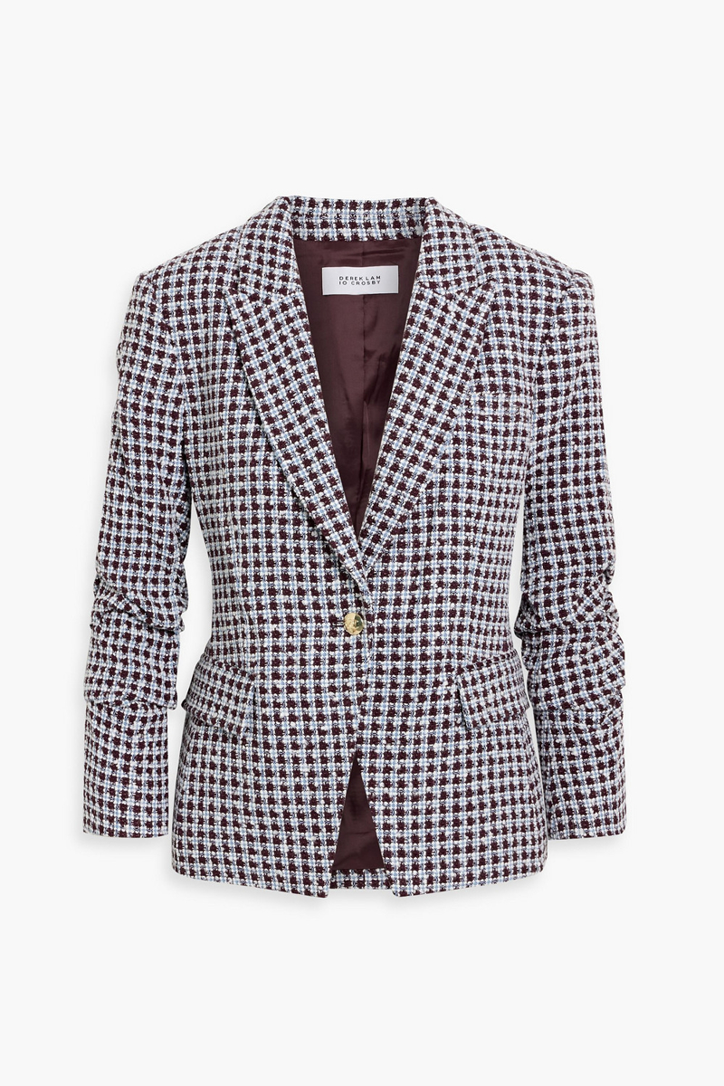 derek lam 10 crosby - ralph ruched cotton-blend tweed blazer - brown - us 00