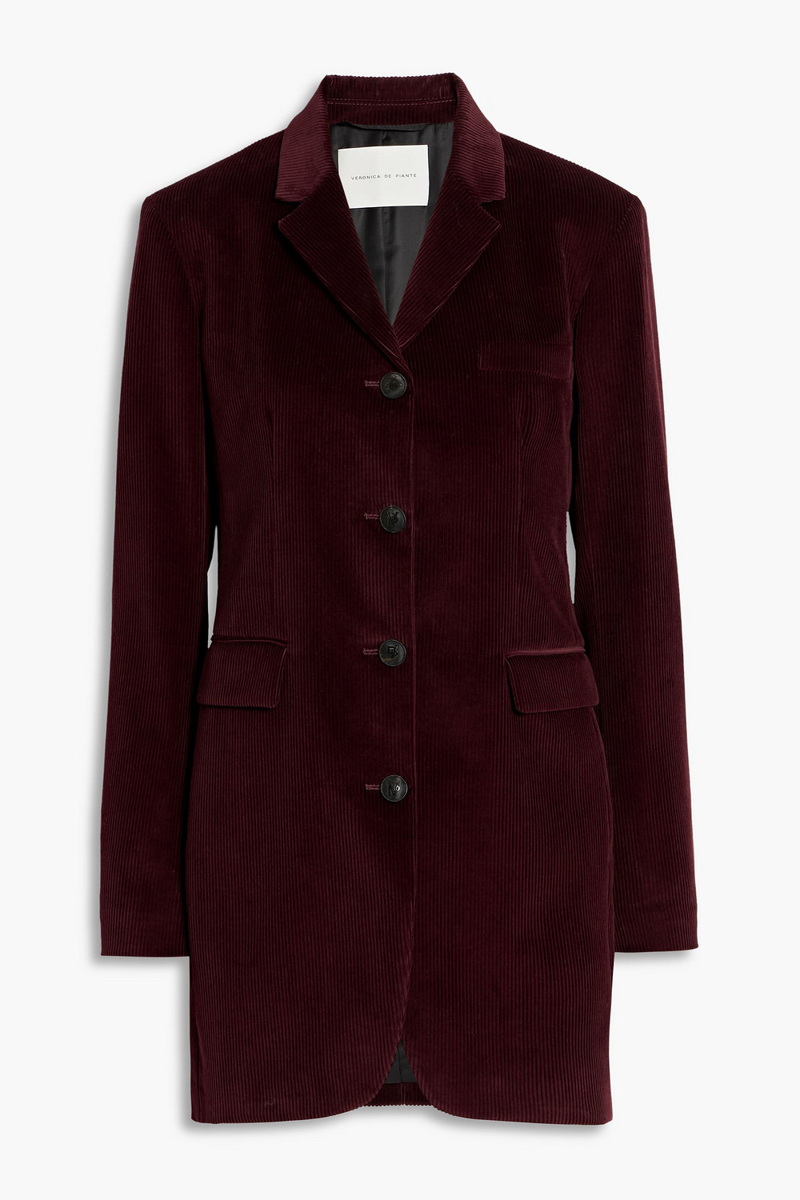 veronica de piante - aliyah cotton-corduroy blazer - burgundy - it 38