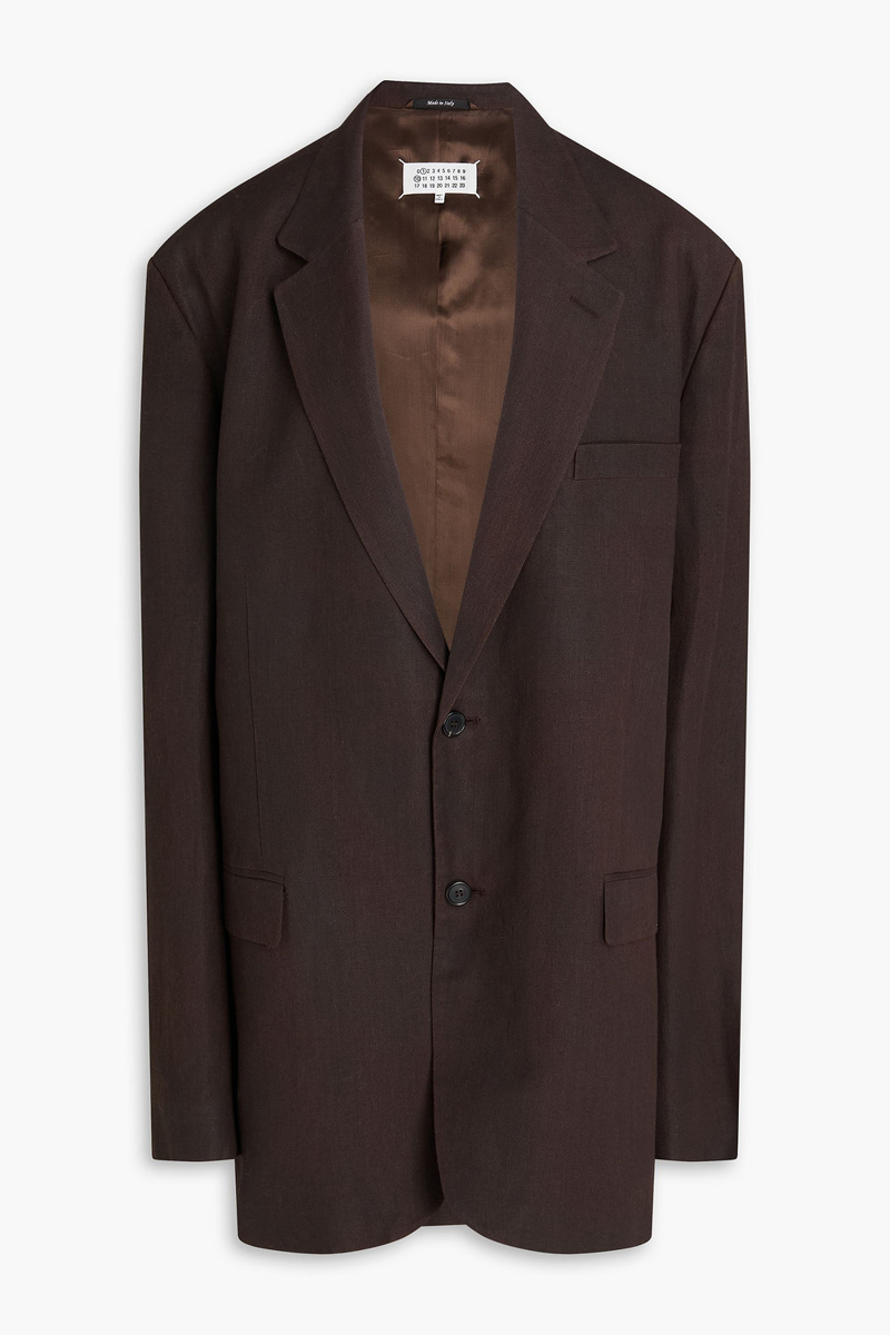 maison margiela - oversized wool and linen-blend blazer - brown - it 50