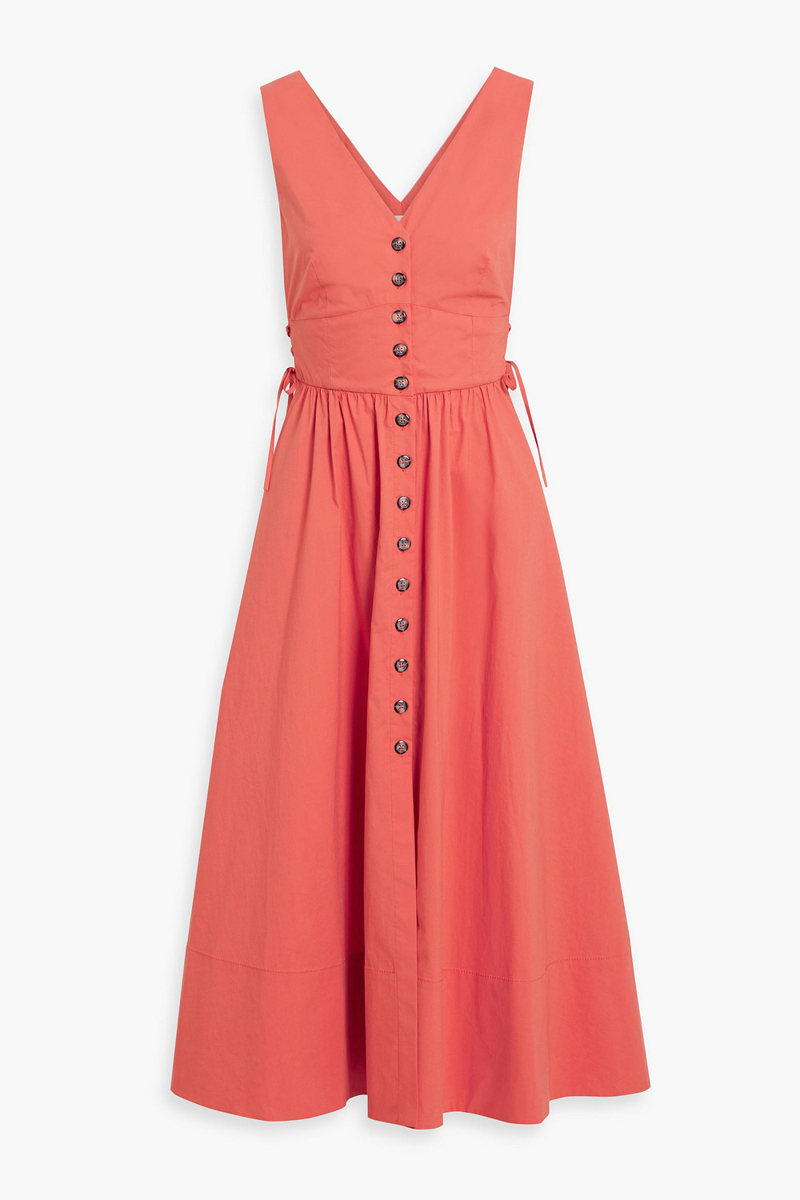 saloni - luella cotton-blend poplin midi dress - orange - uk 8