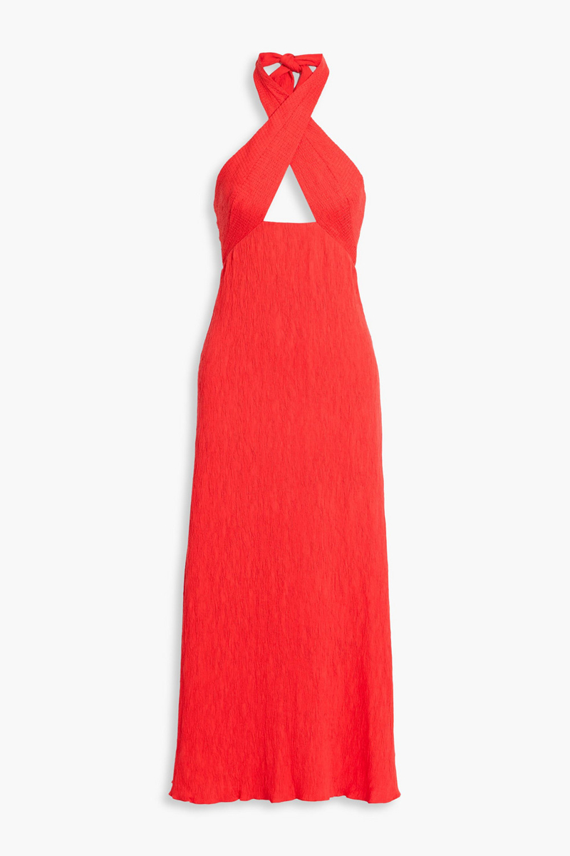 johanna ortiz - light heart cutout jacquard halterneck maxi dress - red - us 2
