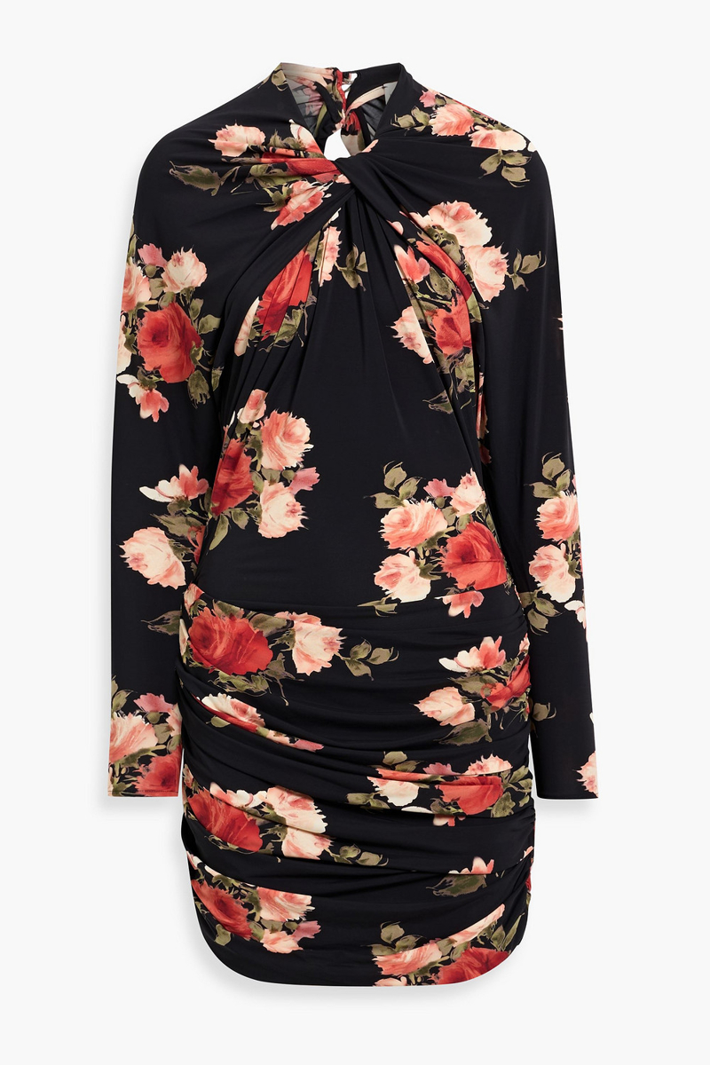 magda butrym - cutout floral-print stretch-jersey mini dress - black - fr 34