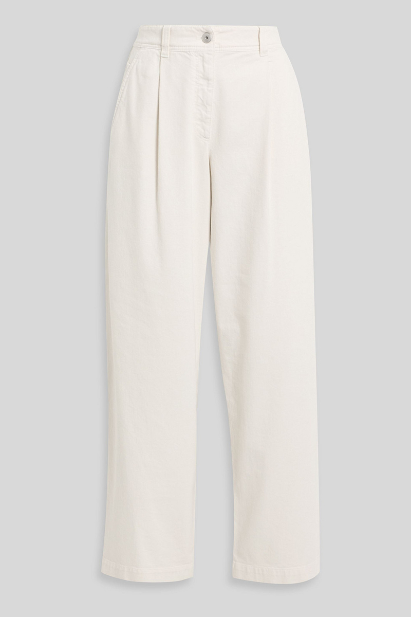 brunello cucinelli - pleated high-rise tapered jeans - white - it 40