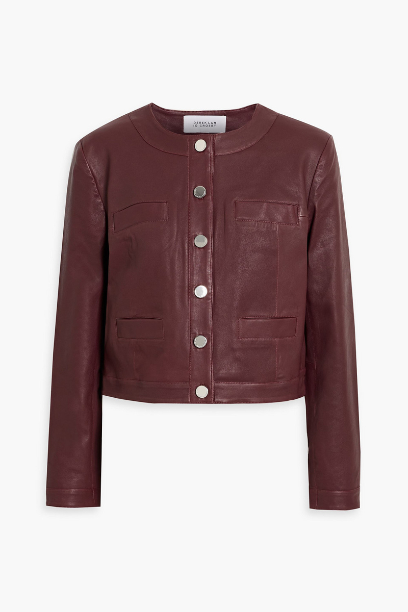 derek lam 10 crosby - penny leather jacket - burgundy - us 0