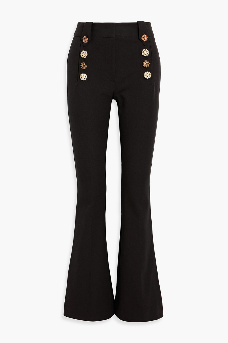 derek lam 10 crosby - robertson embellished cotton-blend twill flared pants - black - us 2