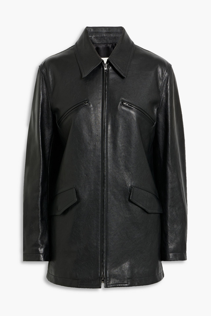 veronica de piante - cassidy leather jacket - black - it 38
