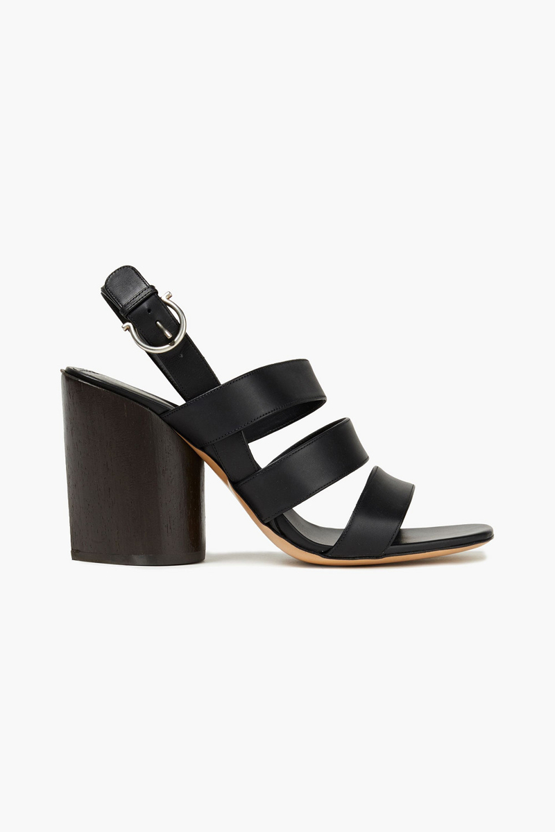 Ferragamo - Trezze 85 leather slingback sandals - Black - US 9.5