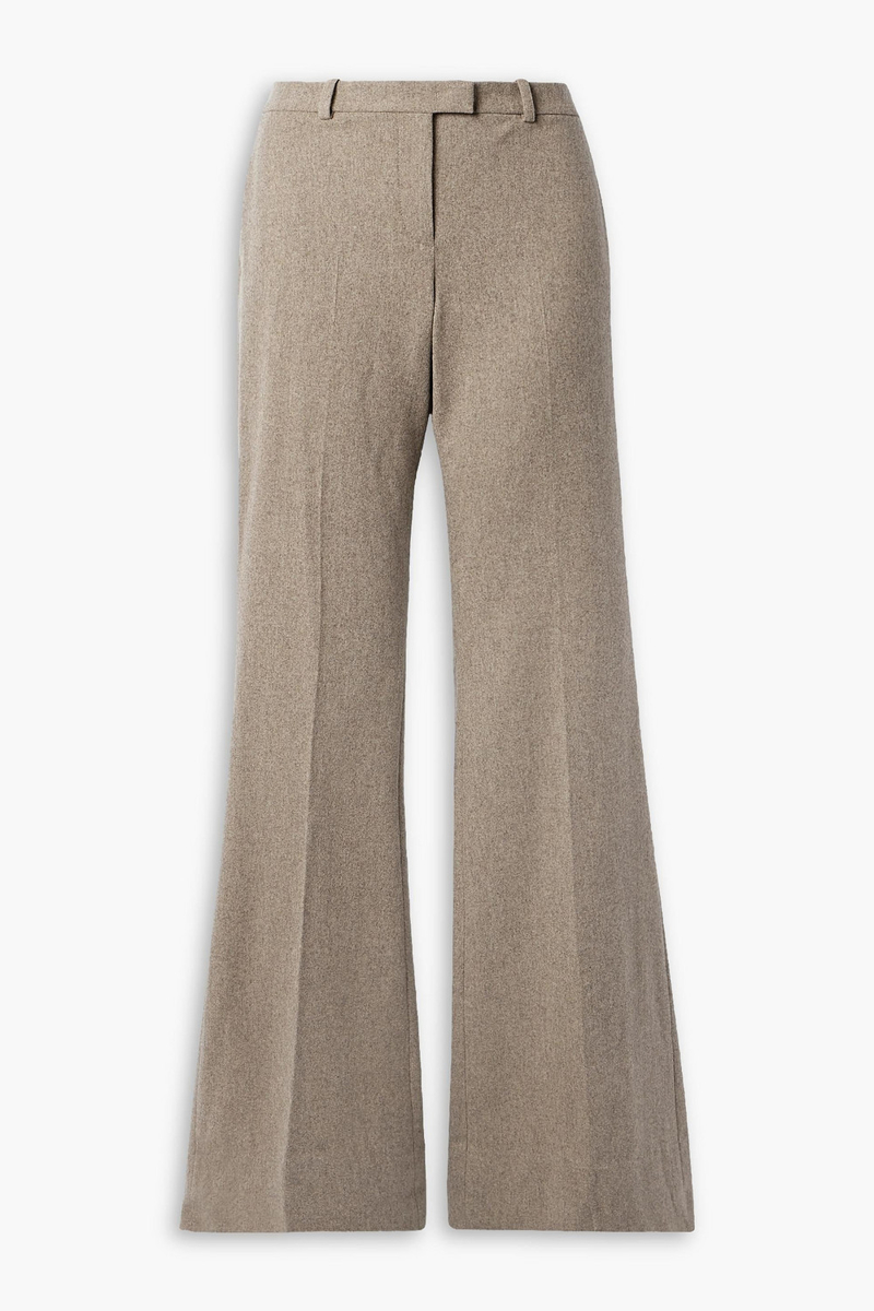michael kors collection - haylee wool-blend flannel flared pants - neutral - us 6
