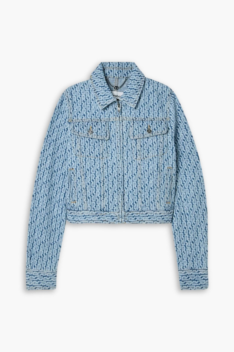 rabanne - denim-jacquard jacket - blue - fr 34