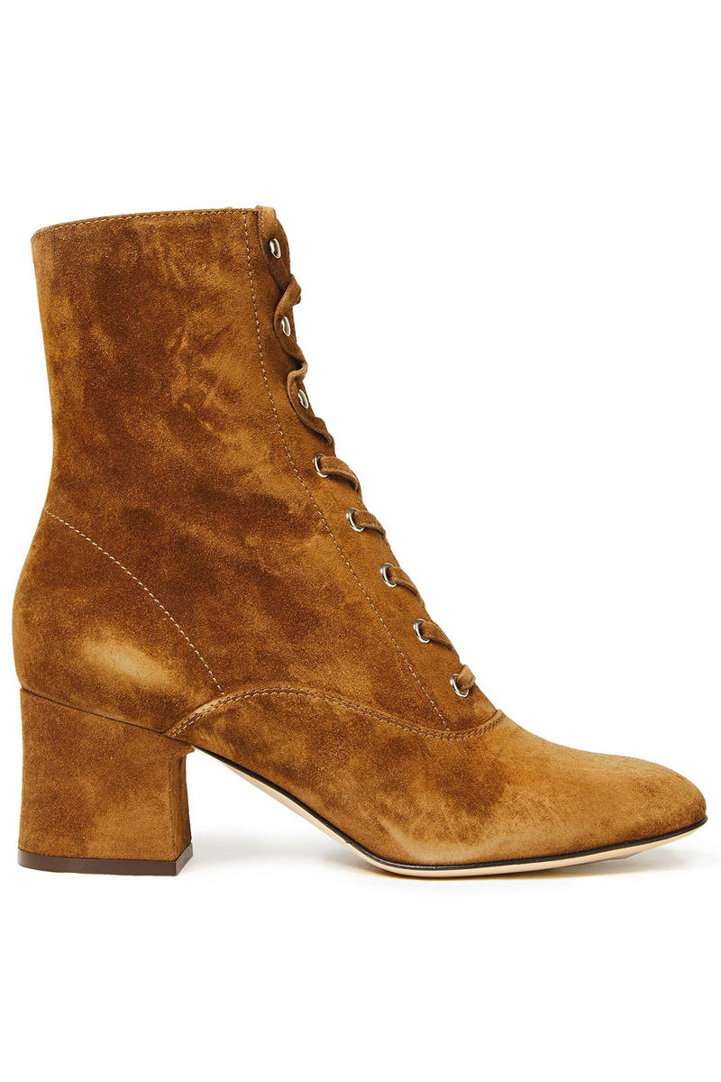 Gianvito Rossi - Mackay lace-up suede ankle boots - Brown - EU 36.5