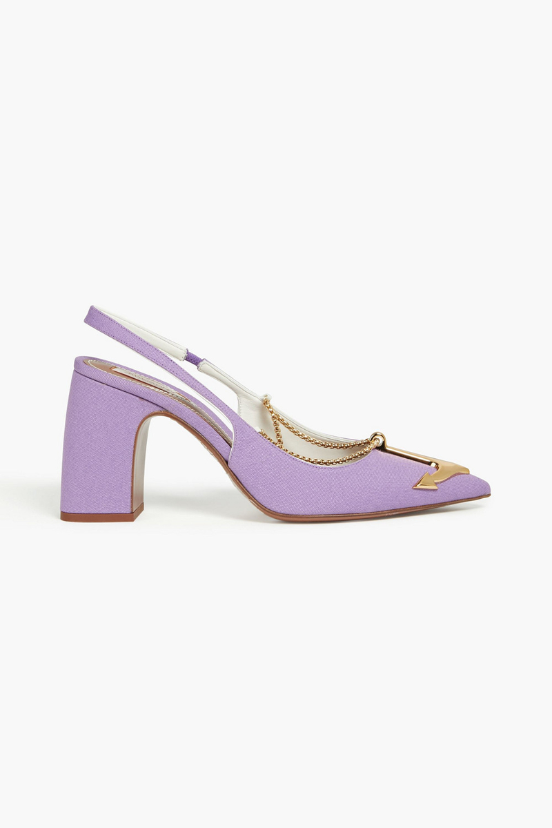 Zimmermann - Embellished canvas slingback pumps - Purple - EU 37