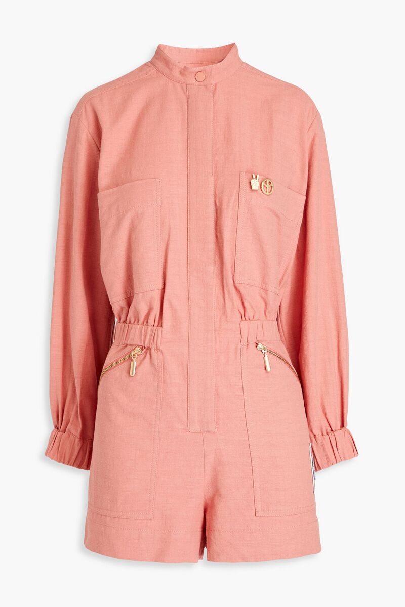 Zimmermann - Appliquéd cotton playsuit - Orange - 0
