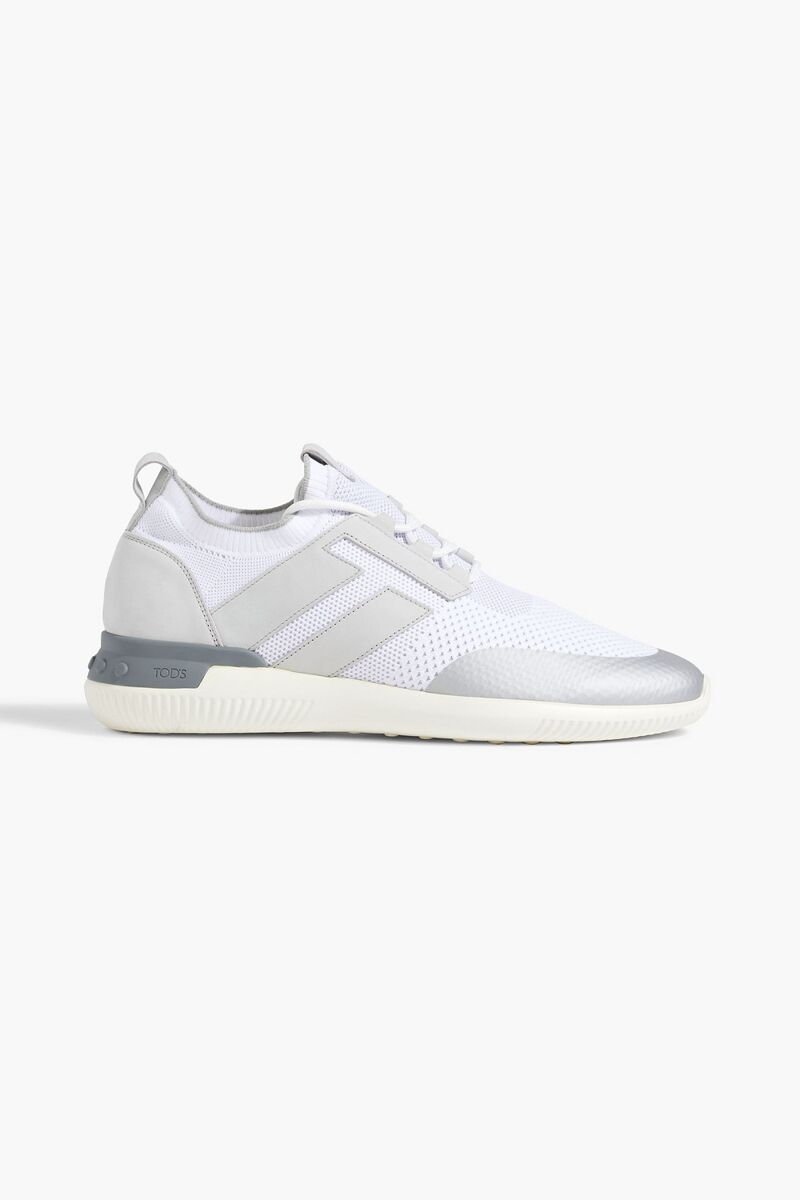Tod's - Leather and stretch-knit sneakers - White - UK 6