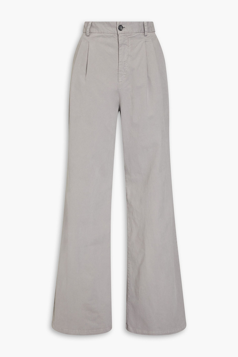 nili lotan - flavie stretch-cotton twill wide-leg pants - gray - us 0