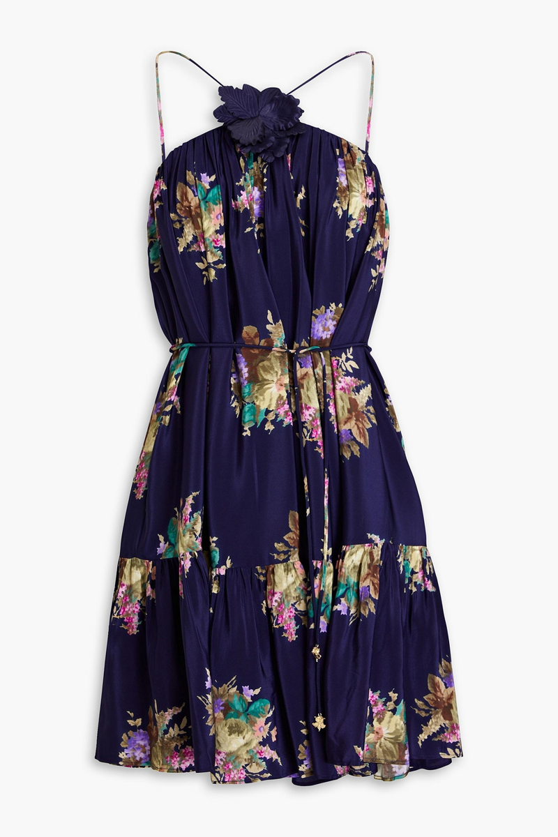 Zimmermann - Floral-print silk crepe de chine mini dress - Blue - 3