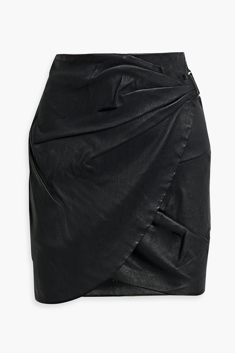 IRO - Soroya wrap-effect pleated leather mini skirt - Black - FR 34