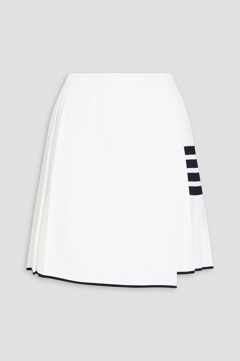 Thom Browne - Wrap-effect pleated knitted mini skirt - White - IT 40