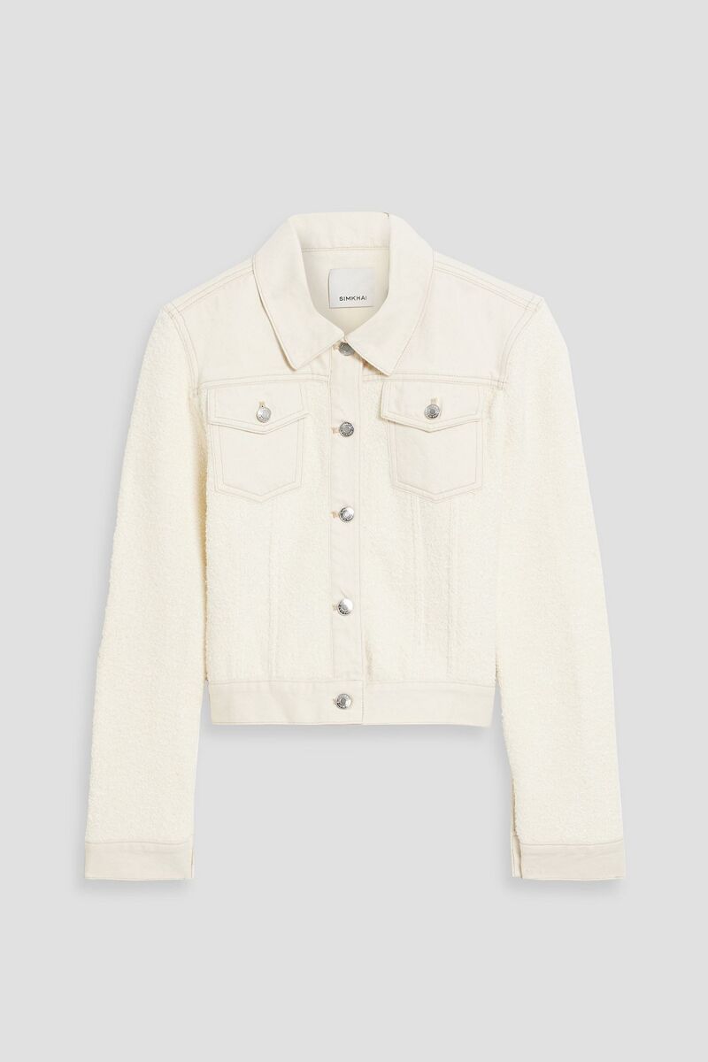 SIMKHAI - Baylin denim-paneled bouclé-knit cotton-blend jacket - White - XS