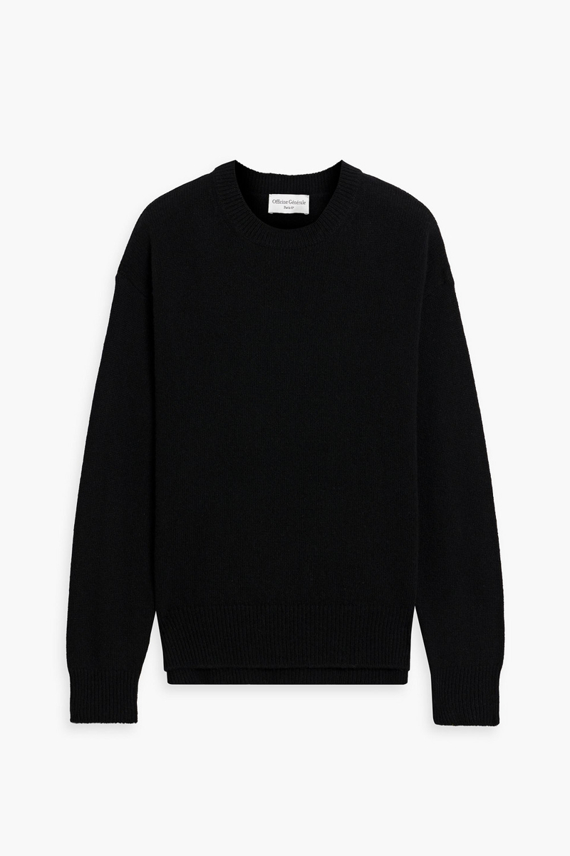 officine générale - palma cashmere and wool-blend sweater - black - xs