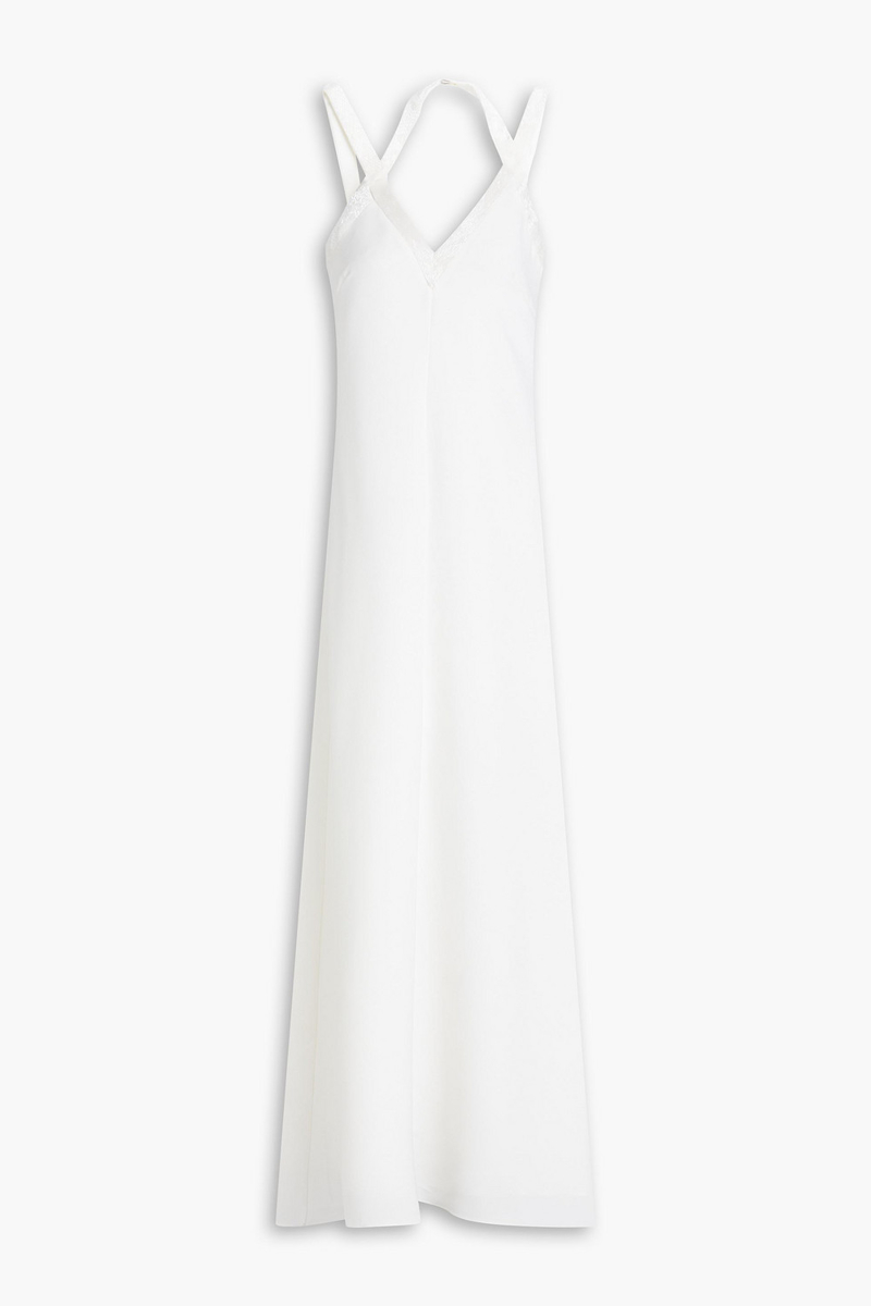 Halston - Allison bead-embellished crepe gown - White - US 4